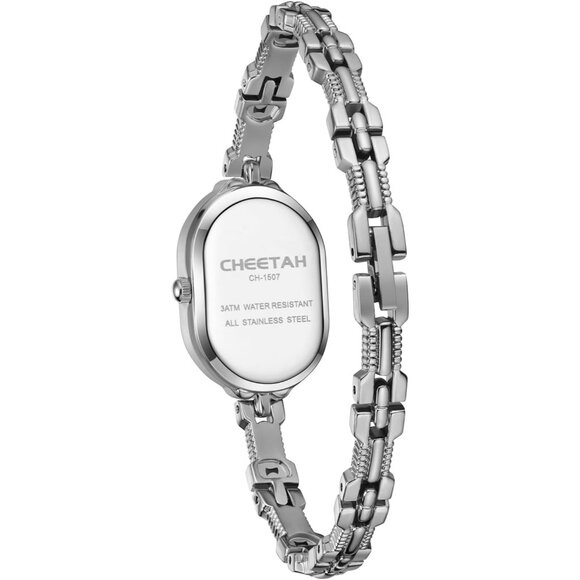 Cheetah Women's Silver White Gold Bangle Small Vintage Bracelet Waterproof Watch - Picture 5 of 13
